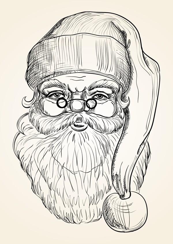圣诞老人线稿画像