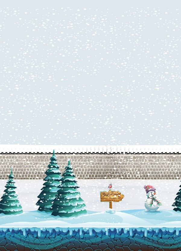 简约雪枝冬季雪景广告背景图