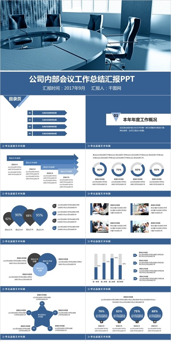 公司内部会议工作汇报ppt模板