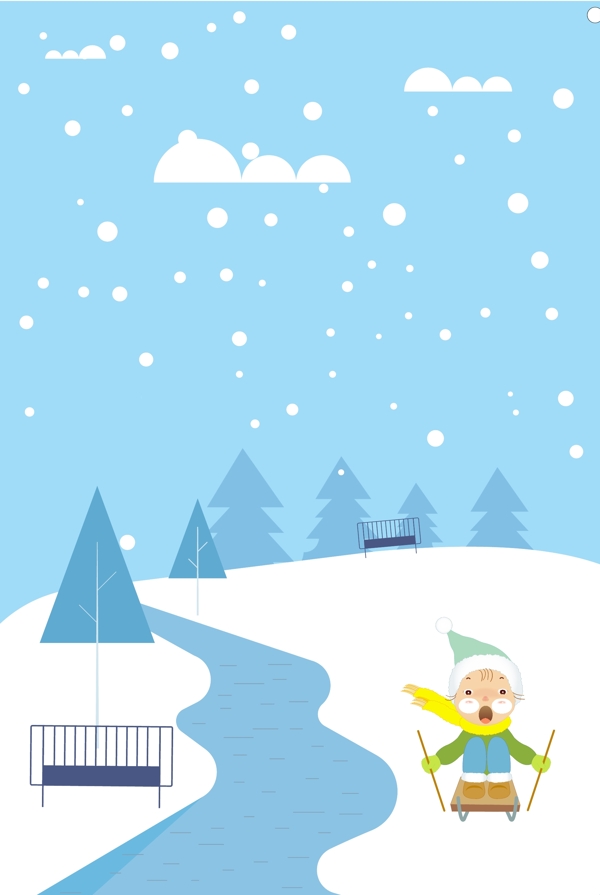 冬季雪地儿童背景设计