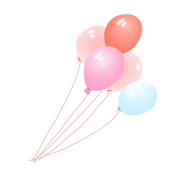 卡通一束彩色气球设计可商用元素