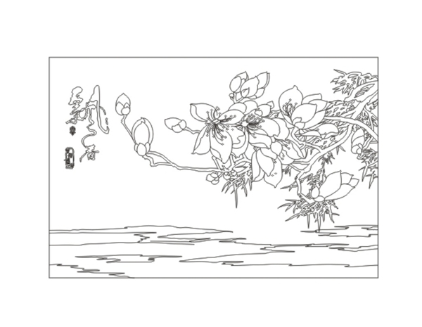 艺术玻璃玉兰花纯线图图片