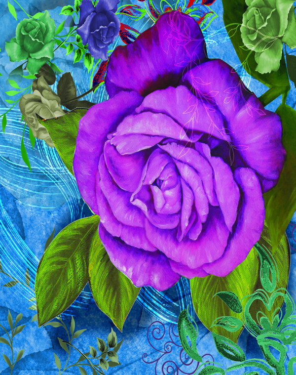 紫色大花卉装饰画