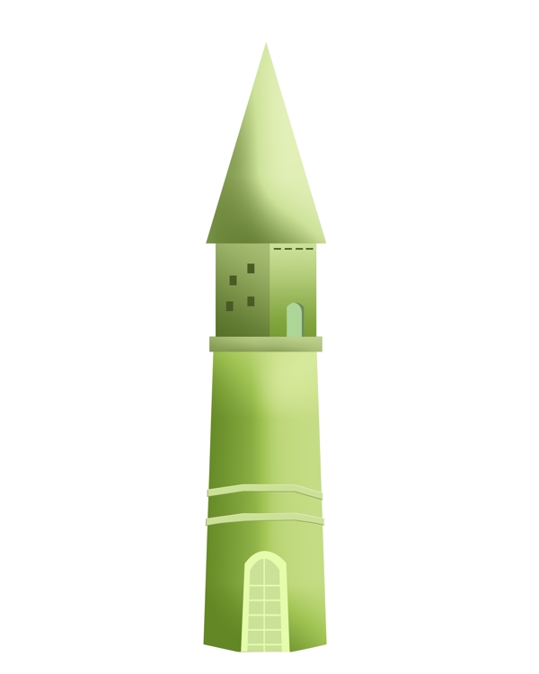 卡通绿色尖顶城堡