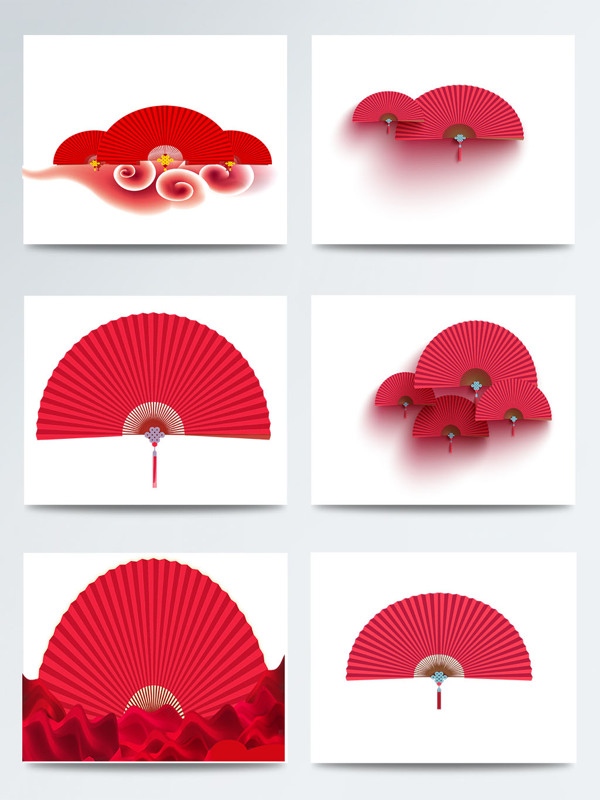 中国风红色扇子图片