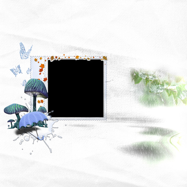 蝴蝶蘑菇雨伞相框背景设计图片