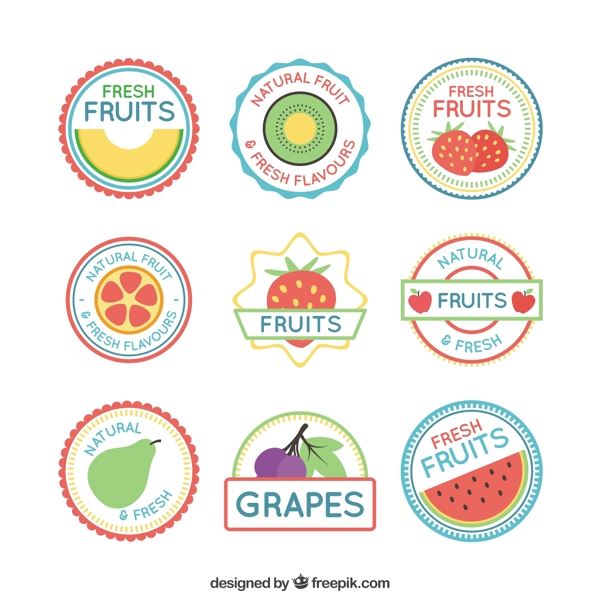 平面设计中的水果标签收集