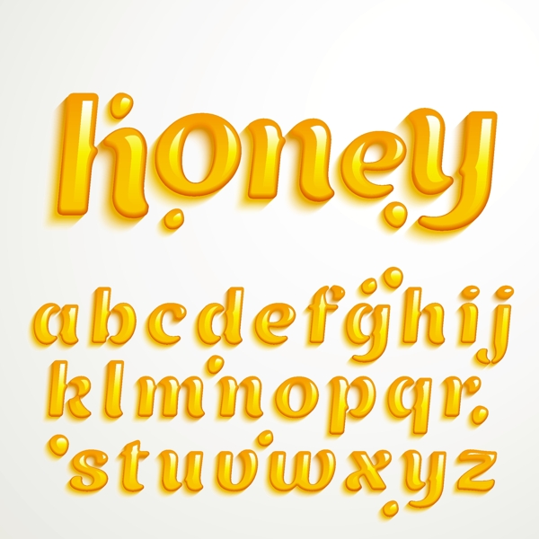 金色蜂蜜字母矢量素材