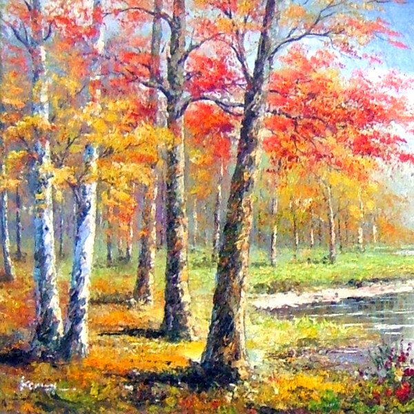 秋色美景水彩画背景