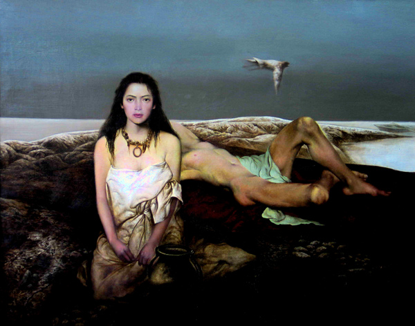 性感美女油画图片
