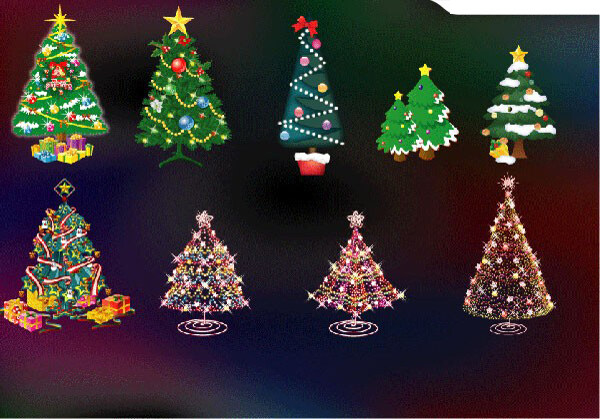 挂满彩灯的圣诞树矢量素材