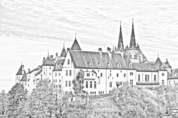 城堡线稿图片