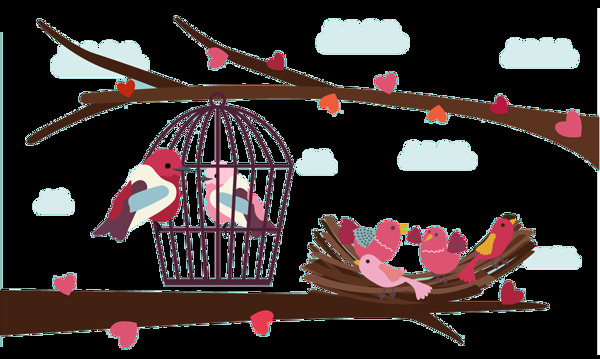 温馨褐色鸟笼装饰元素