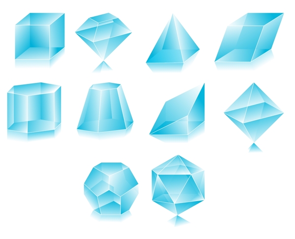 蓝色透明钻石矢量素材