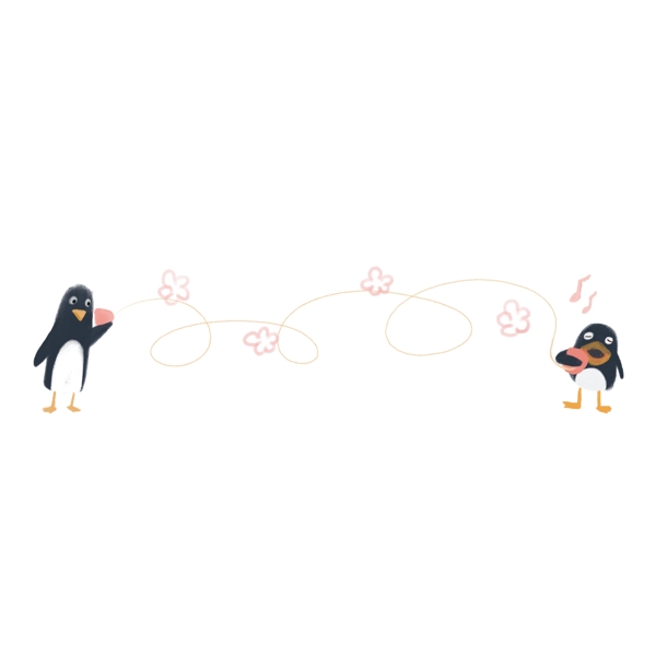 企鹅小花分割线插画