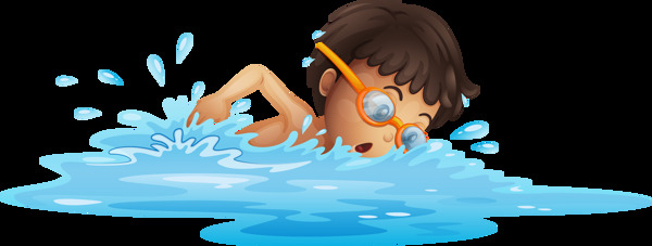 卡通游泳的小孩免抠png透明图层素材