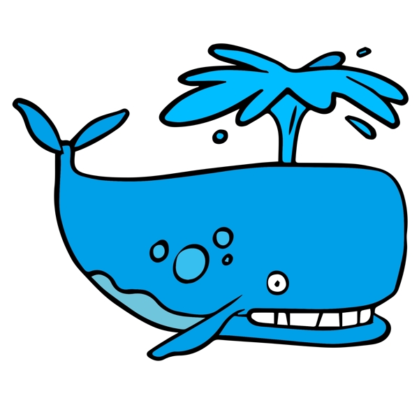 蓝色的鲸鱼喷水