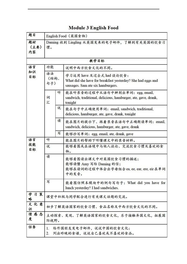 五年级下英语下册Module3教案2课时