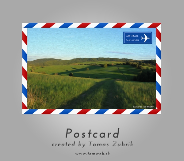 航空邮件的邮资明信片设计PSD