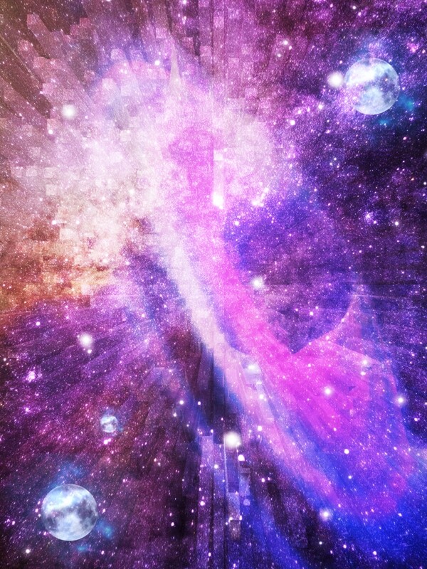 纯原创梦幻紫色星空3d放射背景