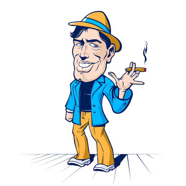 抽烟的卡通男士图片