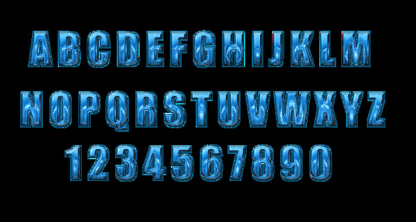 英文字母与数字蓝冰效果图片