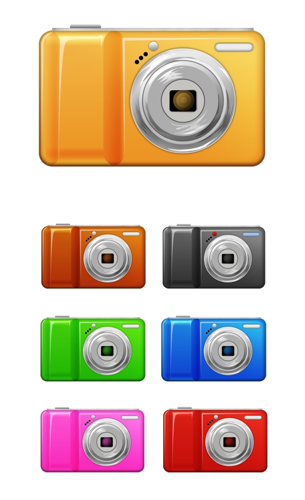 多款颜色相机icon图标设计