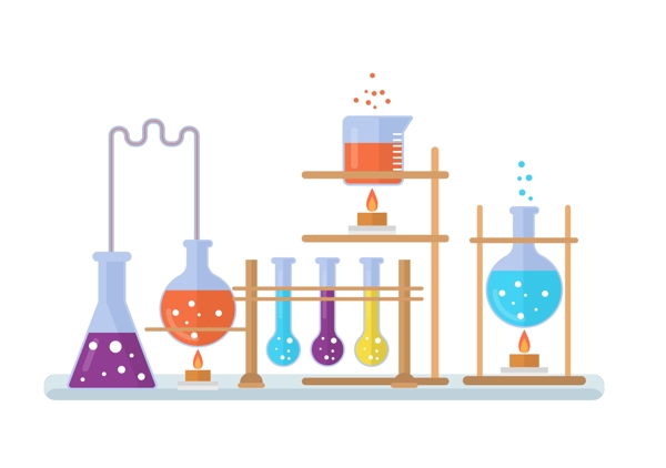 卡通手绘化学实验元素