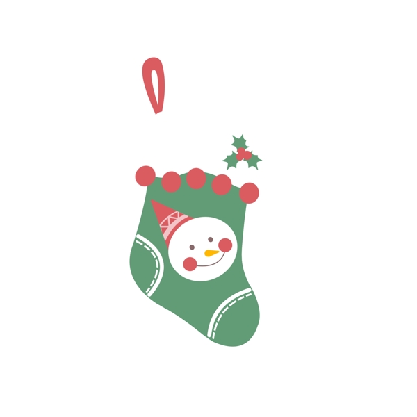 圣诞袜系列之圣诞雪人的祝福可商用元素