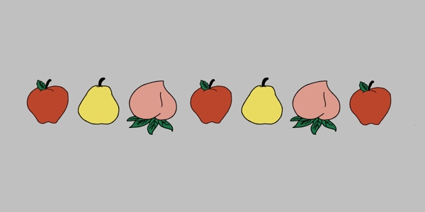 苹果梨桃子分割线插画