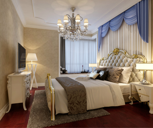 室内卧室现代欧式结合床头设计