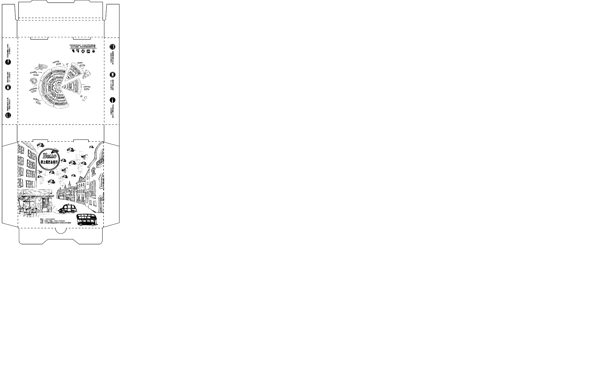 欧式街头线稿披萨盒