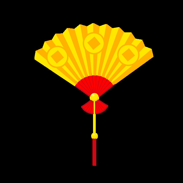 扇子中国风展开折扇矢量红色可商用元素