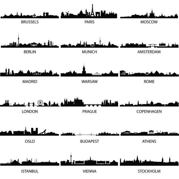 矢量世界各地城市剪影2