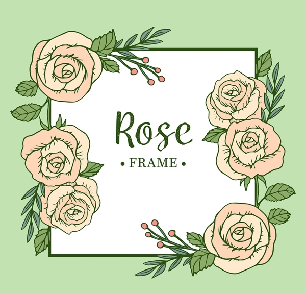 玫瑰花装饰花框矢量图