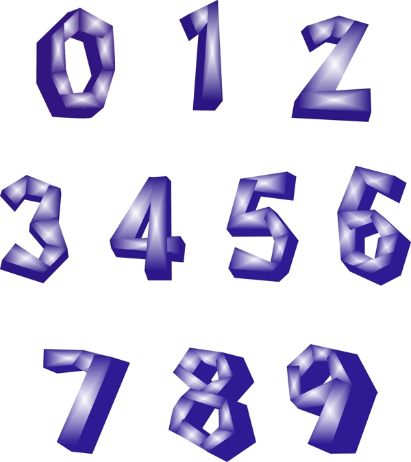 科技数字炫酷艺术字立体简洁紫色光效矢量