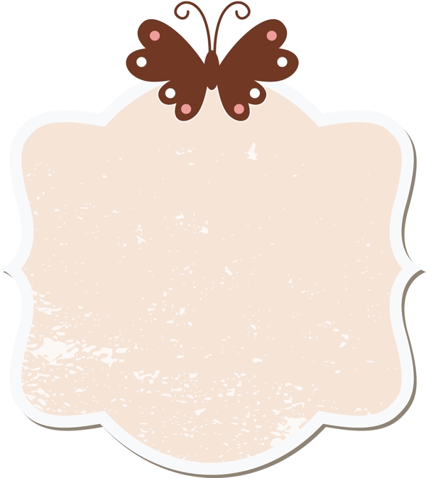 蝴蝶粉色标签元素