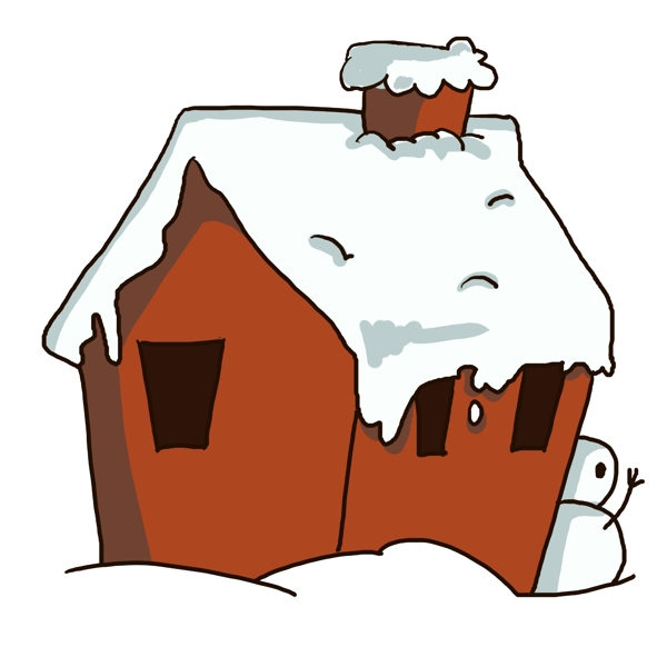被雪覆盖的卡通房子