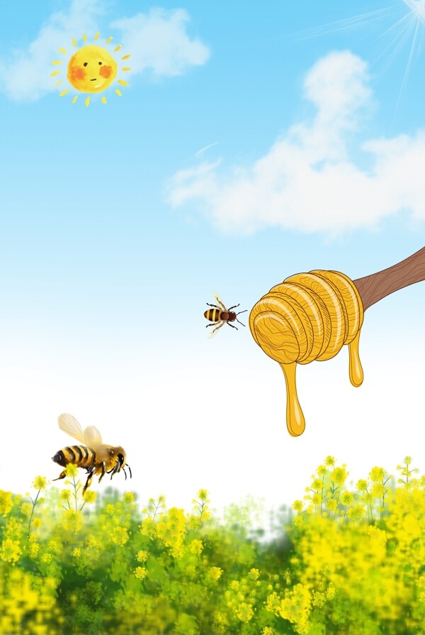 小清新淘宝蜂蜜促销H5分层背景