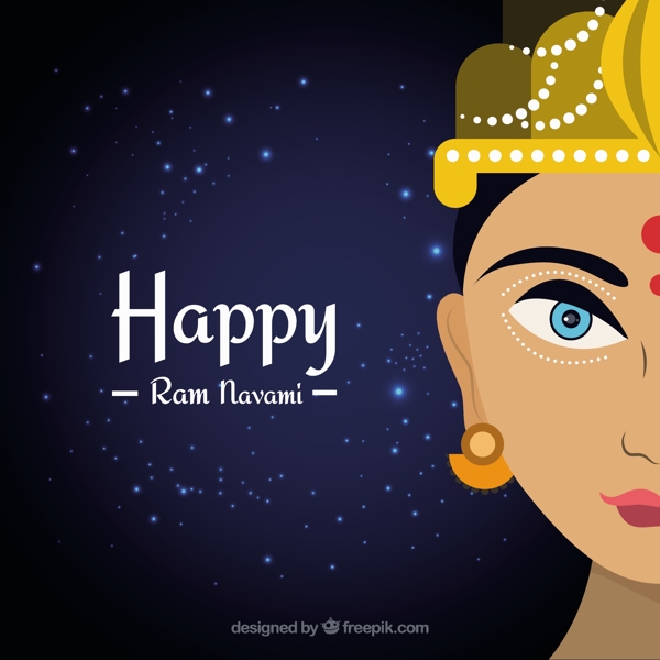 深蓝色的背景与闪亮的形状为RAMnavami庆典