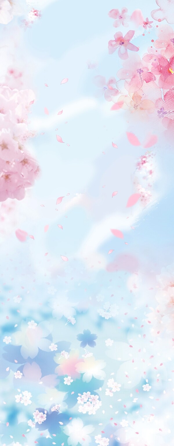 樱花蓝天白云背景图图片