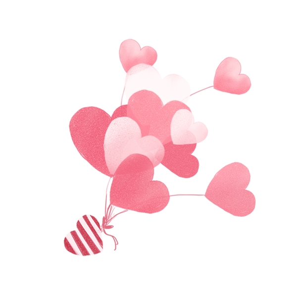 卡通粉色爱心漂浮气球情人节七夕装饰气球psd源文件