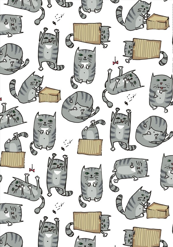 可爱卡通小猫素材卡通猫矢量图
