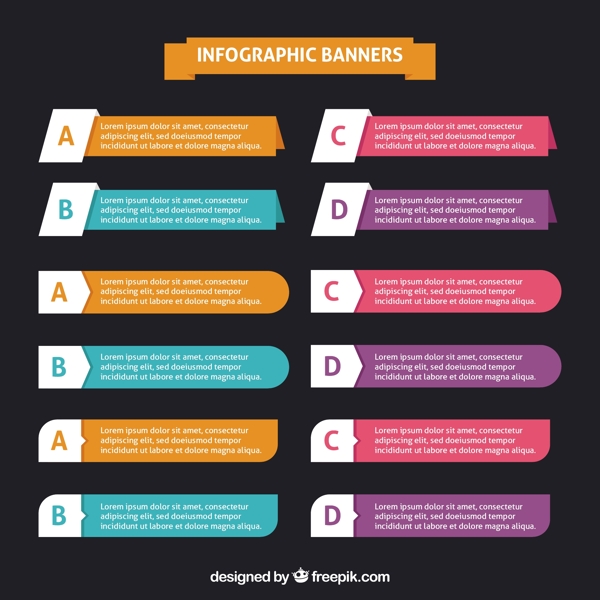 在平面设计的奇妙的信息图表横幅分类