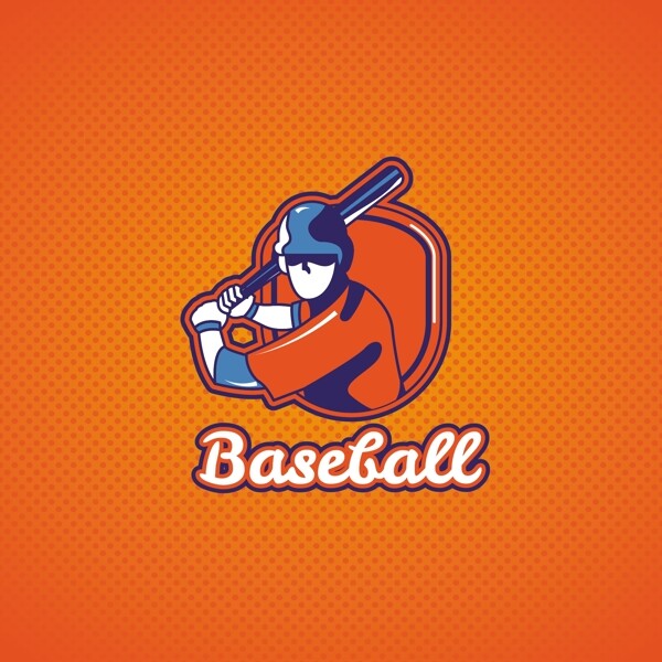 橙色背景下的棒球标识