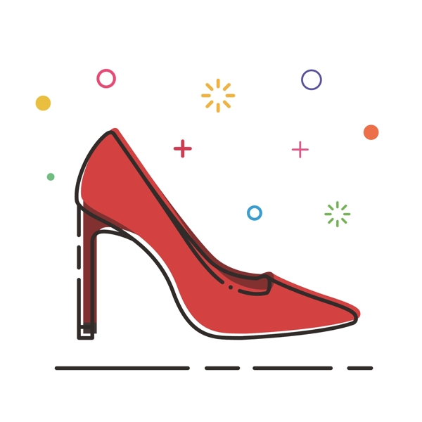 MBE插画风格手绘红色高跟鞋装饰图案