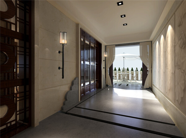 中式客厅3D模型室内空间