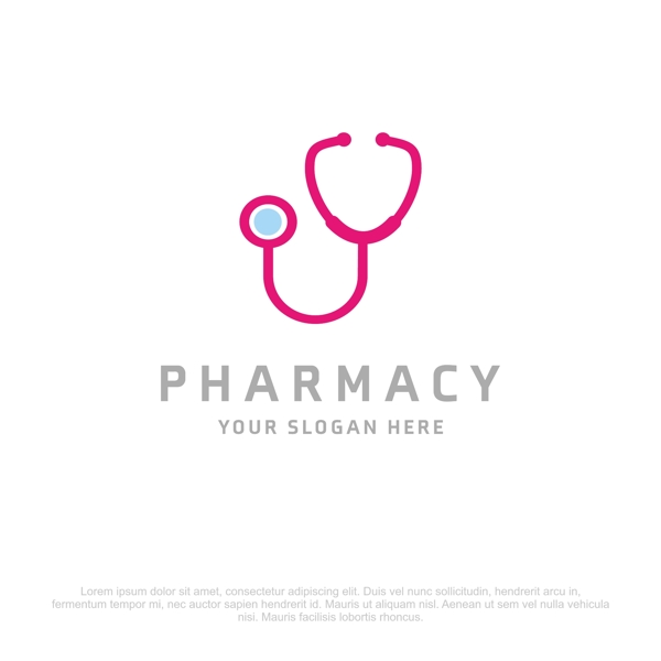 蓝色和粉红色医疗logo模板