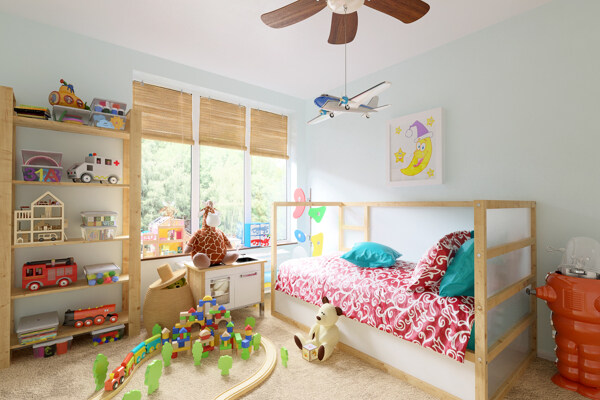 舒适简约玩具儿童房无污染家具室内效果图