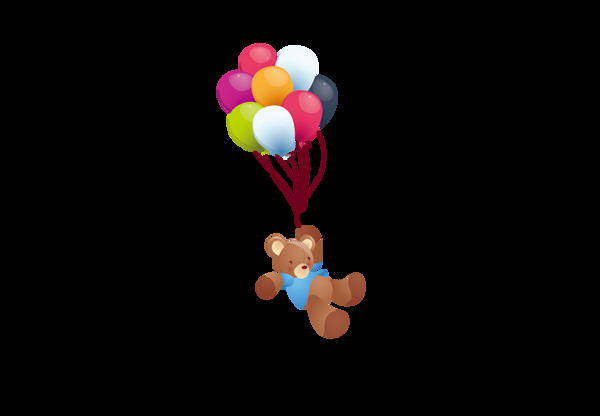 小熊气球png元素